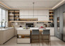 do 3d photorealistic farmhouse kitchen interior design